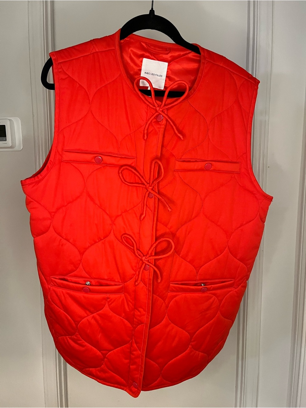 Avec Les Filles Red Quilted Tie-Front Vest